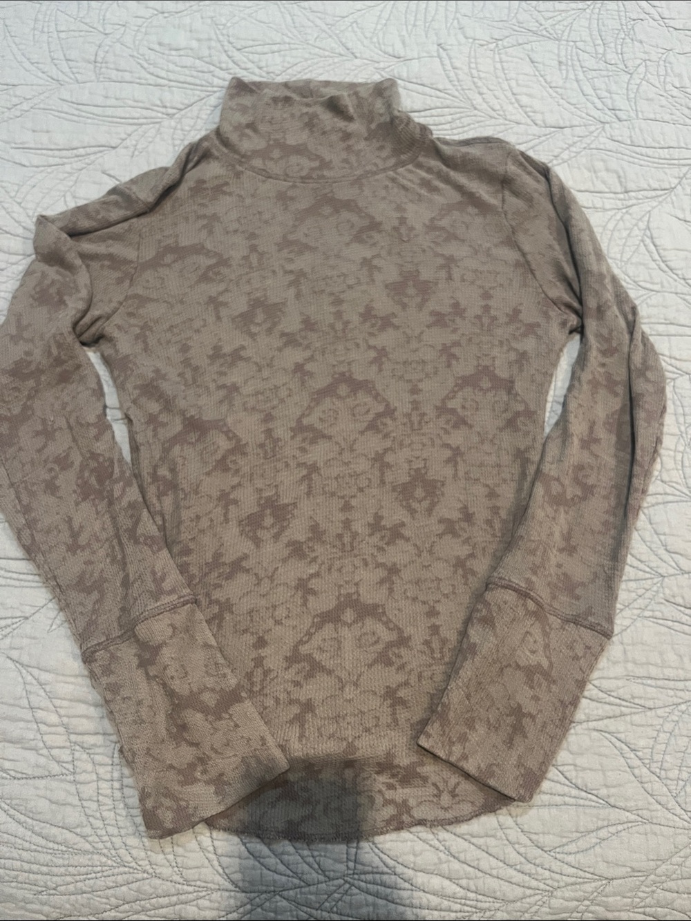 Free People Women's Gray Patterned Turtleneck